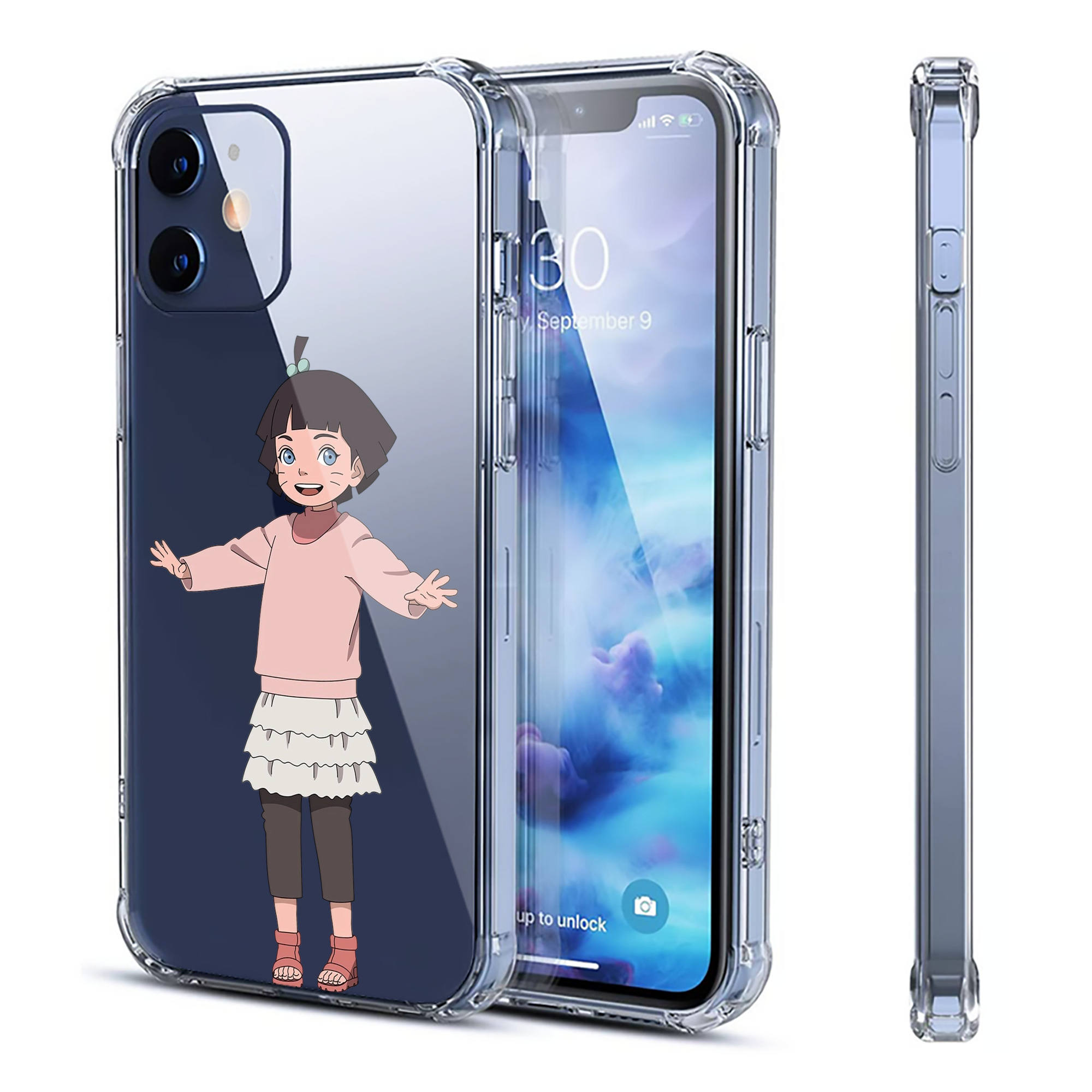 （画像用） NARUTO -ナルト- うずまき ヒマワリ Uzumaki Himawari 【iPhone 12シリーズ対応】透明スマホケース（クリアソフトケース）